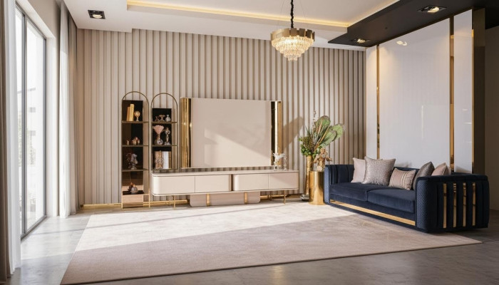 Wohnzimmer Luxus tv Schrank rtv Möbel Schränke Holz Lowboard neu beige