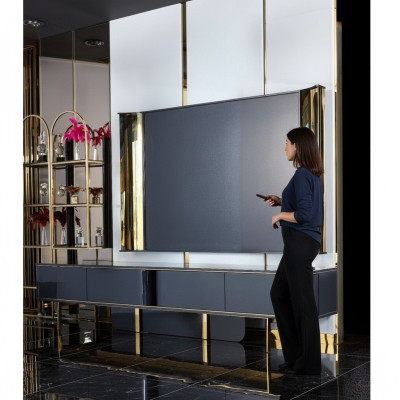 rtv Lowboard tv Ständer Sideboard Wohnzimmer Modern Holz Schwarz Design