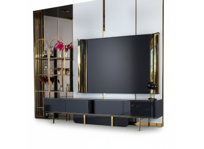 rtv Lowboard tv Ständer Sideboard Wohnzimmer Modern Holz Schwarz Design