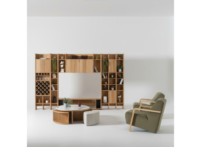 Wohnzimmermöbel Set Designer Sessel 2x Wohnwand Couchtisch