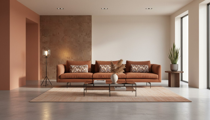 Wohnzimmer Sofa 4 Sitzer Couch Sitz Polster Couchen Design braun