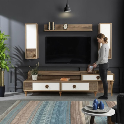 Wohnzimmer Wohnwand rtv Lowboard Holz Braun Möbel Fernseh Neu Modern