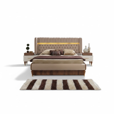 Bett Polster Design Luxus Doppel Hotel Chesterfield Holz Möbel Neu