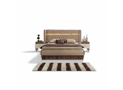 Bett Polster Design Luxus Doppel Hotel Chesterfield Holz Möbel Neu