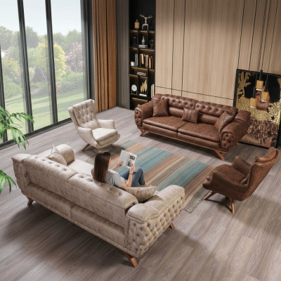 Sofagarnitur 3 3 1 1Sitzer Couch Polster Chesterfield Garnituren Sitzmöbel