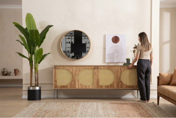 Sideboard mit Spiegel Anrichte Sideboards Holz Schrank Möbel Braun Neu