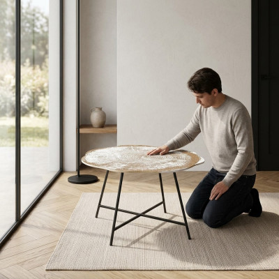 Design Couchtisch Beistelltisch Wohnzimmer Tisch Kaffeetisch Rund 