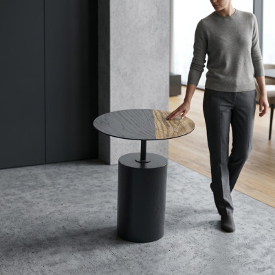 Beistell Rund Tisch Couchtisch Design Holz Schwarz Wohnzimmer Tisch 