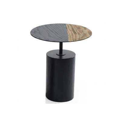 Beistell Rund Tisch Couchtisch Design Holz Schwarz Wohnzimmer Tisch 