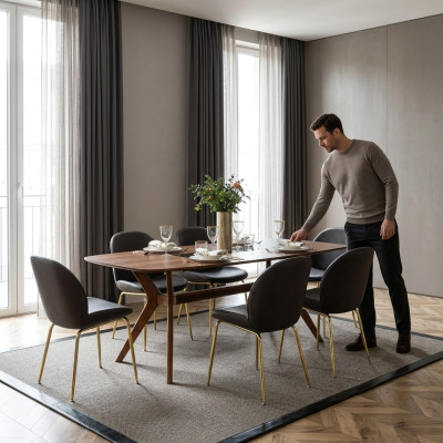 Italienische Stil Esstisch 4x Stühle Holz Tisch Essgarnitur Modern Design 5tlg