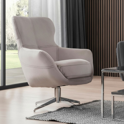 Drehbarer Sessel Relax Club Sofa Einsitzer Couch Polster Möbel Beige