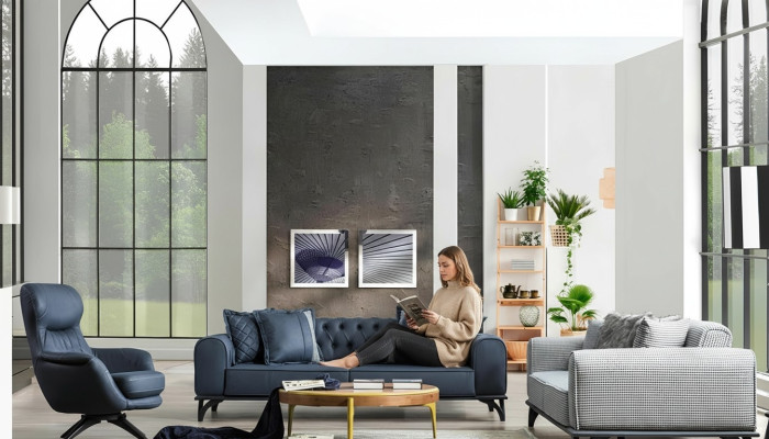 Designer Möbel Sitzgarnitur 3+3+1 Sofagarnitur Polster Möbel Couchen