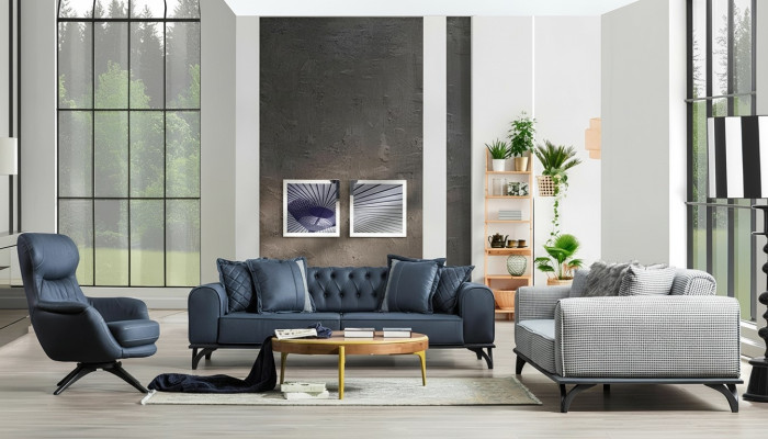 Designer Möbel Sitzgarnitur 3+3+1 Sofagarnitur Polster Möbel Couchen