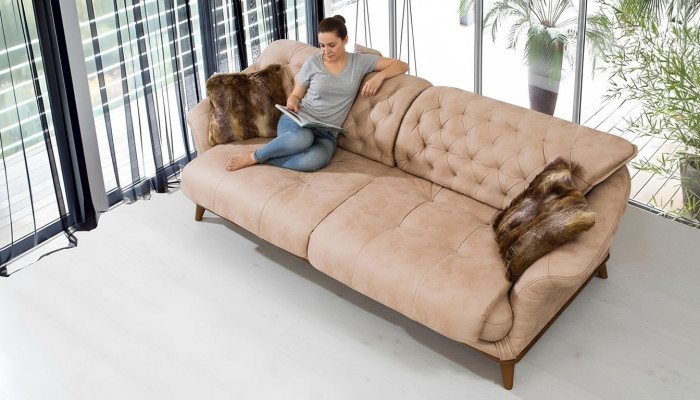Braune Couch Sofa Wohnzimmer Couchen Polster Möbel Dreisitzer 221cm