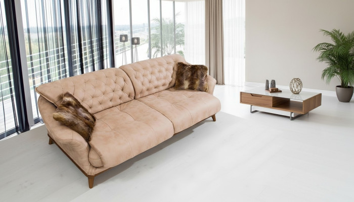Braune Couch Sofa Wohnzimmer Couchen Polster Möbel Dreisitzer 221cm