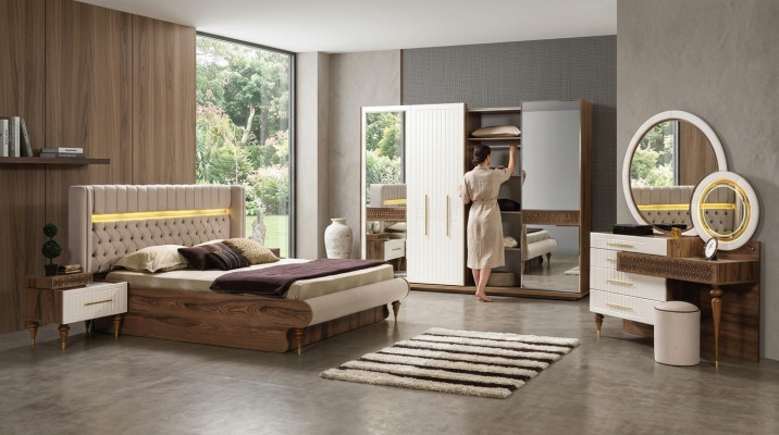 Schlafzimmer Set 5 tlg Design Luxus Bett Chesterfield Komplett Set