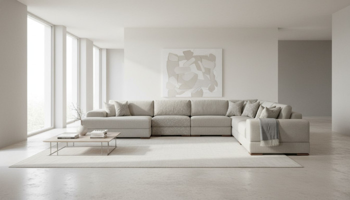 Ecksofa U-Form Wohnzimmer Couch Sofa Design Moderne Möbel 150x425x320