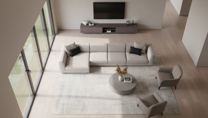 Beiges L-förmiges Ecksofa Wohnzimmer Couch Textil Desginer Moderne