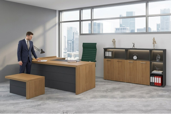 Arbeitszimmer Garnitur Schreibtisch Schränke Couchtisch Büroeinrichtung