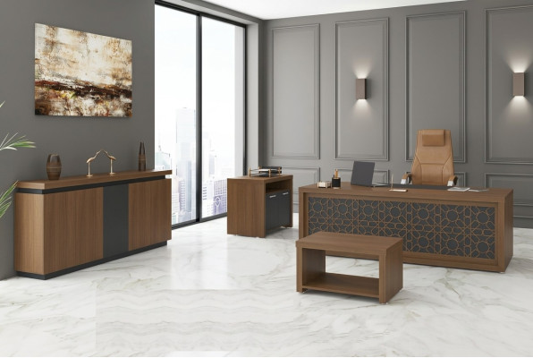 Holzmöbel Büro Set Schreibtisch Couchtisch Arbeitszimmermöbel 4tlg