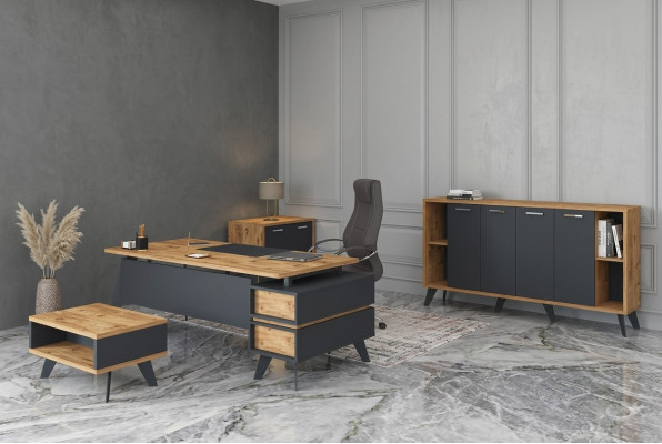 Einrichtung Büro Set Arbeitszimmer Schreibtische Schränke Tisch 4tlg