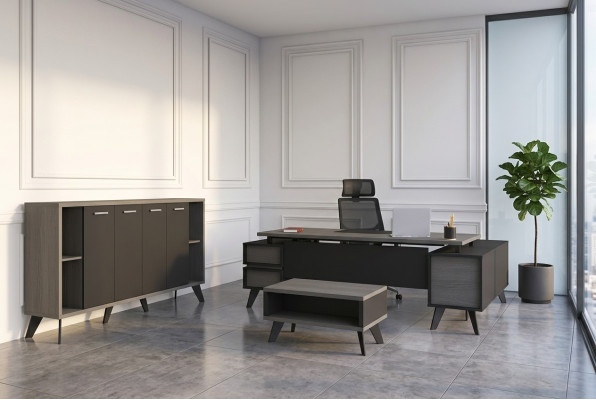 Arbeitszimmer Büro Möbel Schreibtisch Couchtisch Aktenschrank 3tlg Set