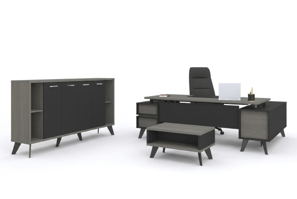 Arbeitszimmer Büro Möbel Schreibtisch Couchtisch Aktenschrank 3tlg Set