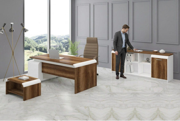 Büromöbel-Set Büroeinrichtung Schreibtisch Aktenschrank Schrank Luxus