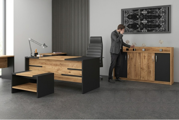 Büromöbel Set Büro Garnitur Schreibtisch Schrank Stil Modern Neu 4tlg.