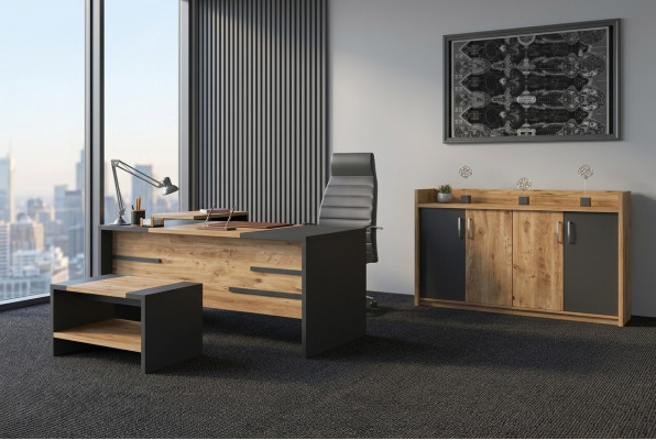 Büromöbel Set Büro Garnitur Schreibtisch Schrank Stil Modern Neu 4tlg.