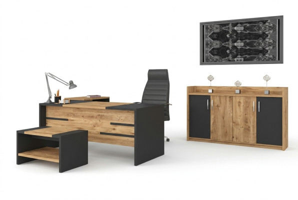 Büromöbel Set Büro Garnitur Schreibtisch Schrank Stil Modern Neu 4tlg.
