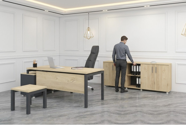 Luxus Büro Set Moderne Holz Möbel Eckschreibtisch Schrank Couchtisch