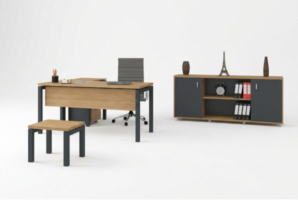 Büro Einrichtung Schreibtisch Aktenschrank Schrank Couchtisch 2tlg Set