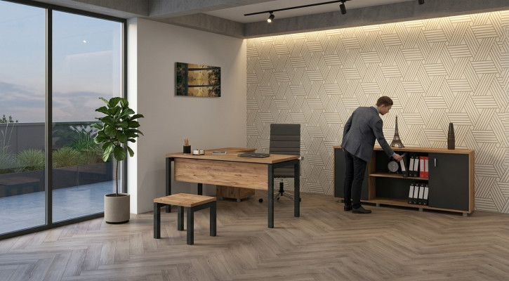 Büro für Kanzlei Office Praxis Komplette Einrichtung Schrank Tisch 3tlg