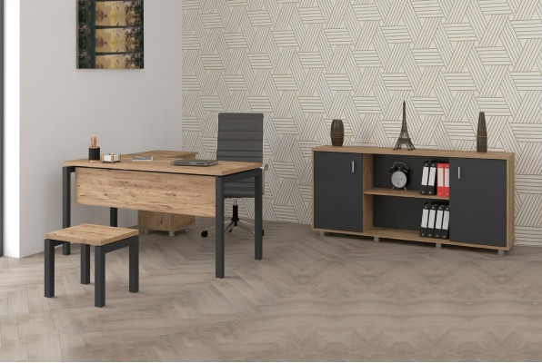 Büro für Kanzlei Office Praxis Komplette Einrichtung Schrank Tisch 3tlg