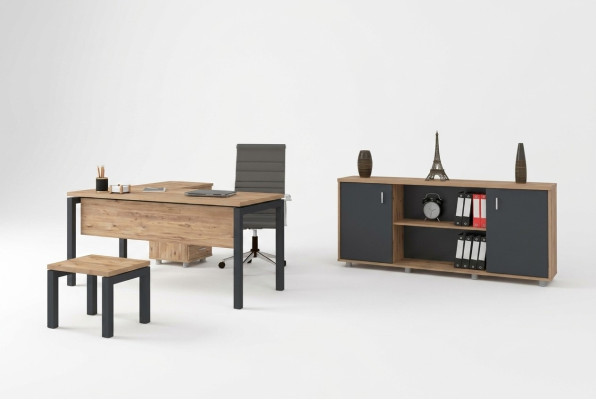 Büro für Kanzlei Office Praxis Komplette Einrichtung Schrank Tisch 3tlg