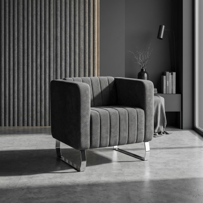 Grau Sessel Modern Design Möbel Arbeitszimmer Neu Büro Textil