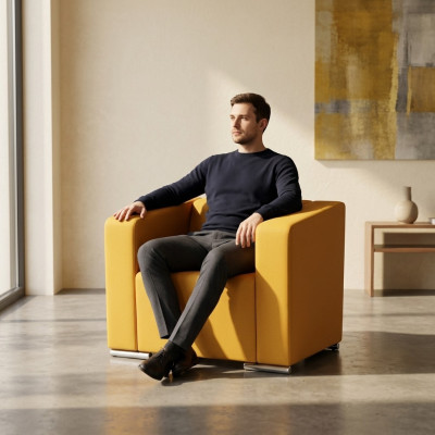 Arbeitzimmer Sessel Textil Möbel Office Sitz Büro Polstersessel