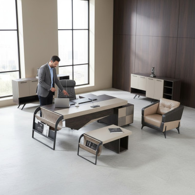 Kanzlei Luxus Möbel Büroeinrichtung Komplettes Set Tisch Schrank 3tlg