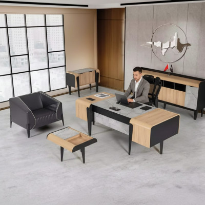 Holzmöbel Arbeitszimmermöbel Komplettes Set Schreibtisch Schränke Möbel