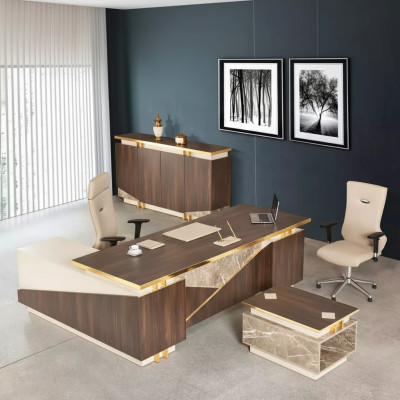 Arbeitszimmermöbel Eckschreibtisch Luxus Büroschrank Couchtisch 3tlg