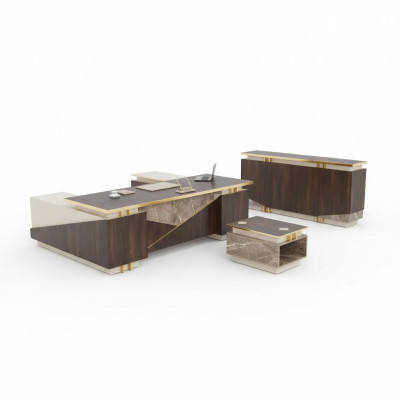 Arbeitszimmermöbel Eckschreibtisch Luxus Büroschrank Couchtisch 3tlg