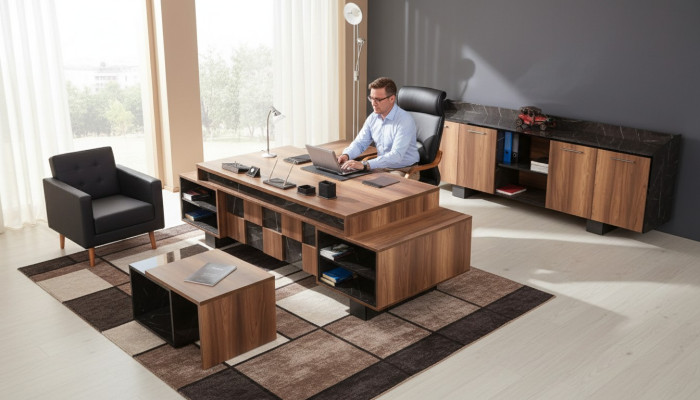 Komplettes Büromöbel Set Arbeitszimmer Eckschreibtisch Büroschrank Neu