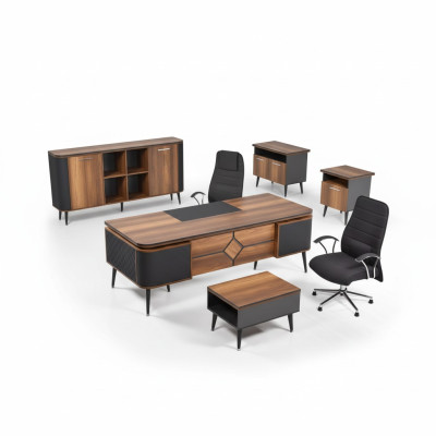 Büro für Office Kanzlei Praxis Komplette Einrichtung Schrank Tisch 3tlg
