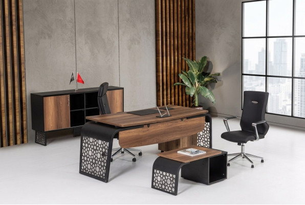 Moderner Holt Büro Eckschreibtisch Büroschrank Aktenschrank Couchtisch