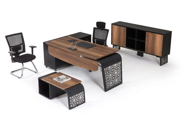 Modernes Büromöbel-Set Arbeitsplatzgestaltung Eckschreibtisch Schrank