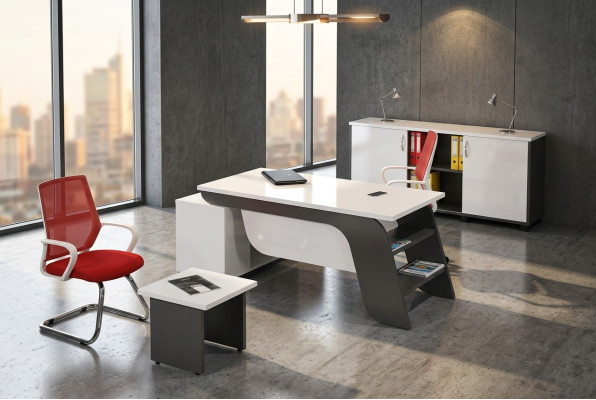 Weißes Büro Set Eckschreibtisch Büromöbel Schrank Couchtisch 3tlg Neu