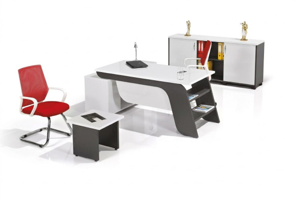 Weißes Büro Set Eckschreibtisch Büromöbel Schrank Couchtisch 3tlg Neu