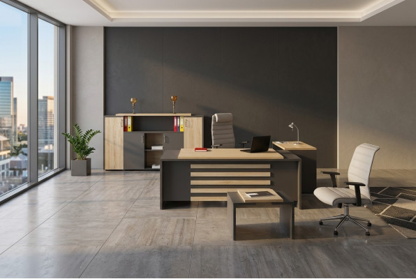Büro Set Designer Arbeitszimmermöbel Büroschrank Schreibtisch Luxus 3tlg