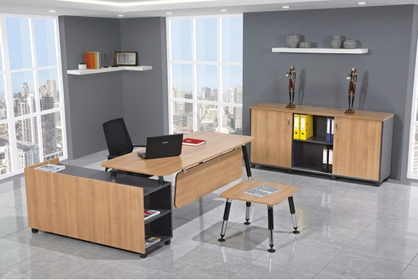 Tisch Holzmöbel Büro Set Arbeitszimmermöbel Eckschreibtisch Schränke 3 tlg